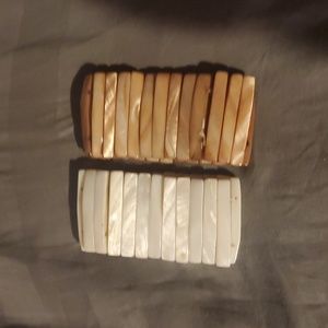 Tan and white shell bracelets